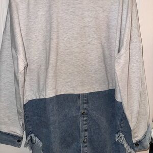 Gray and Blue Denim Contrast Shirt with pants